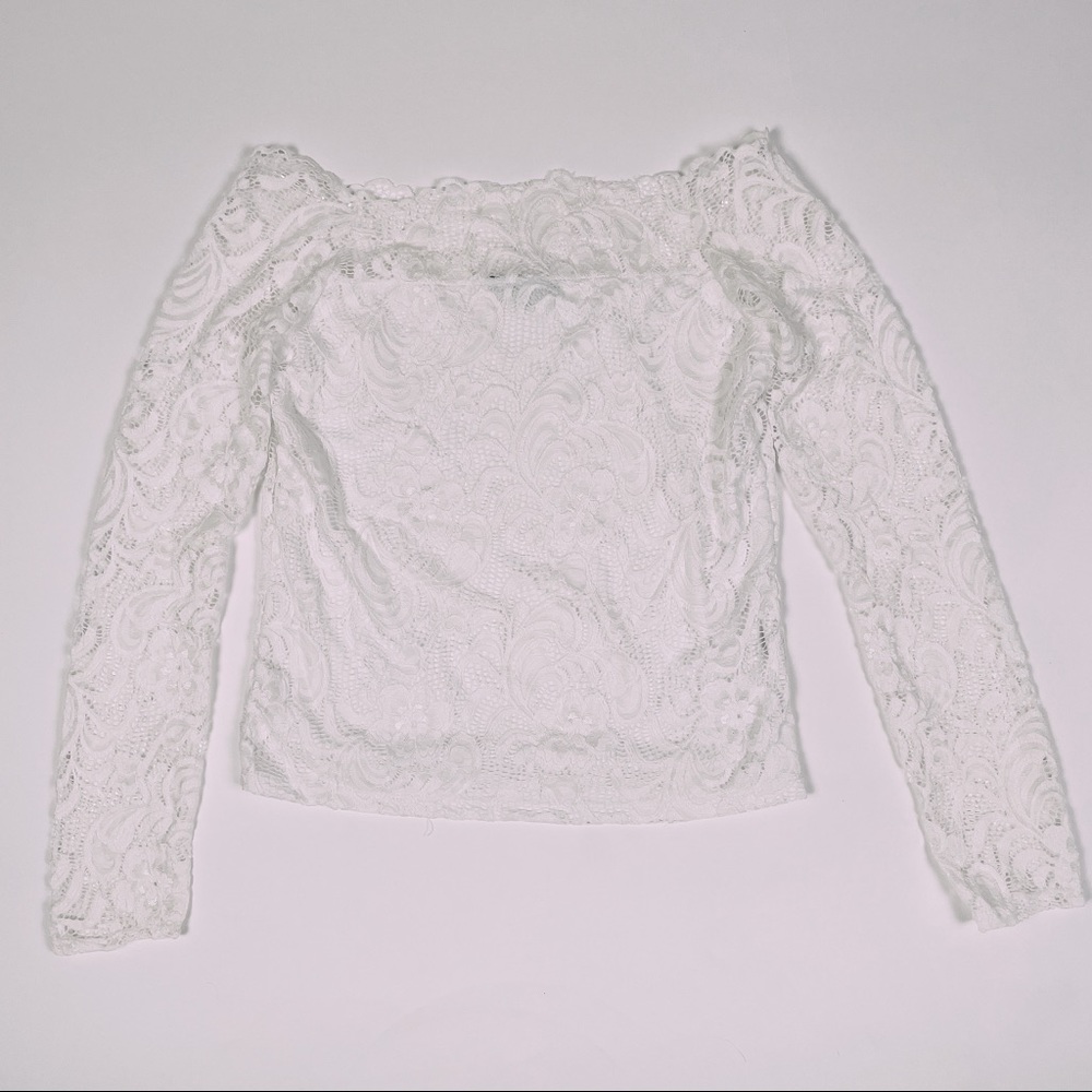 Off The Shoulder Lace Top White